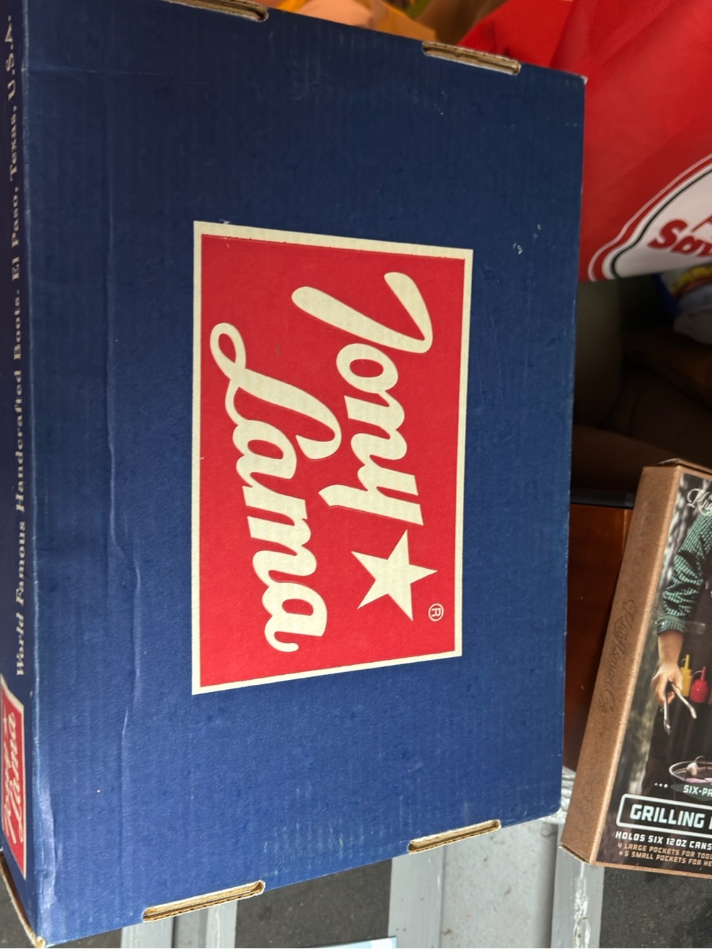 Tony Lama Blue Box with Red Logo Panel